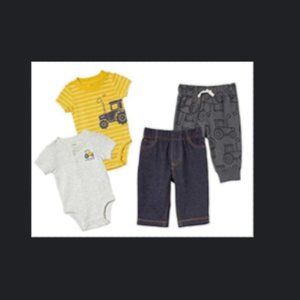 Carter's baby 12 month  Tractor 4-piece set BNWT (two bodysuits, jean, + jogger)